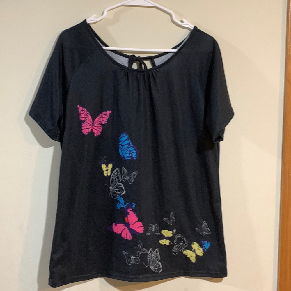 Black shirt with butterfly’s